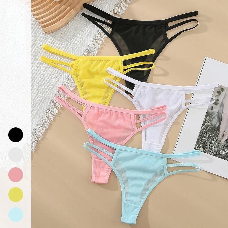 Thin Mesh Sexy Thongs Transparent Women's Underwear Cotton Crotch Hollow Out Traceless Panties Low Waist Seamless Briefs - Yara fashion  76273944 Thin Mesh Sexy Thongs Transparent Women's Underwear Cotton Crotch Hollow Out Traceless Panties Low Waist Seamless Briefs 