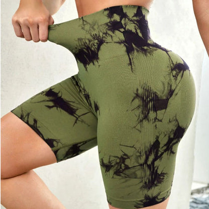 Tie-dye Printed Yoga Pants Summer Quick-drying Fitness Shorts Sexy High-waisted Hip-lifting Leggings Women Pants - Yara fashion  79808270 Tie-dye Printed Yoga Pants Summer Quick-drying Fitness Shorts Sexy High-waisted Hip-lifting Leggings Women Pants 