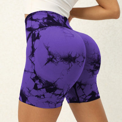 Tie-dye Printed Yoga Pants Summer Quick-drying Fitness Shorts Sexy High-waisted Hip-lifting Leggings Women Pants - Yara fashion  51340938 Tie-dye Printed Yoga Pants Summer Quick-drying Fitness Shorts Sexy High-waisted Hip-lifting Leggings Women Pants 