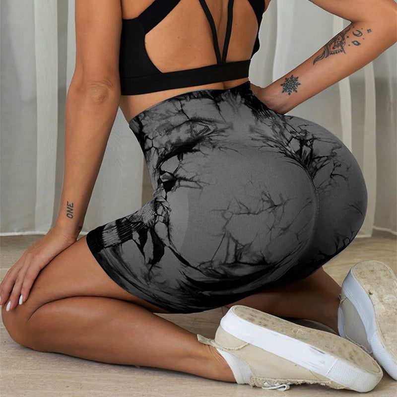 Tie-dye Printed Yoga Pants Summer Quick-drying Fitness Shorts Sexy High-waisted Hip-lifting Leggings Women Pants - Yara fashion  87036414 Tie-dye Printed Yoga Pants Summer Quick-drying Fitness Shorts Sexy High-waisted Hip-lifting Leggings Women Pants 