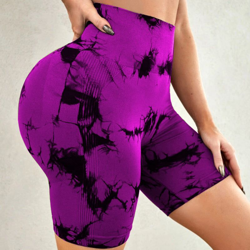 Tie-dye Printed Yoga Pants Summer Quick-drying Fitness Shorts Sexy High-waisted Hip-lifting Leggings Women Pants - Yara fashion  33609984 Tie-dye Printed Yoga Pants Summer Quick-drying Fitness Shorts Sexy High-waisted Hip-lifting Leggings Women Pants 