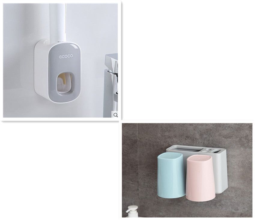 Wall Mounted Automatic Toothpaste Holder Bathroom Accessories Set Dispenser - Yara fashion  68020167 Wall Mounted Automatic Toothpaste Holder Bathroom Accessories Set Dispenser 