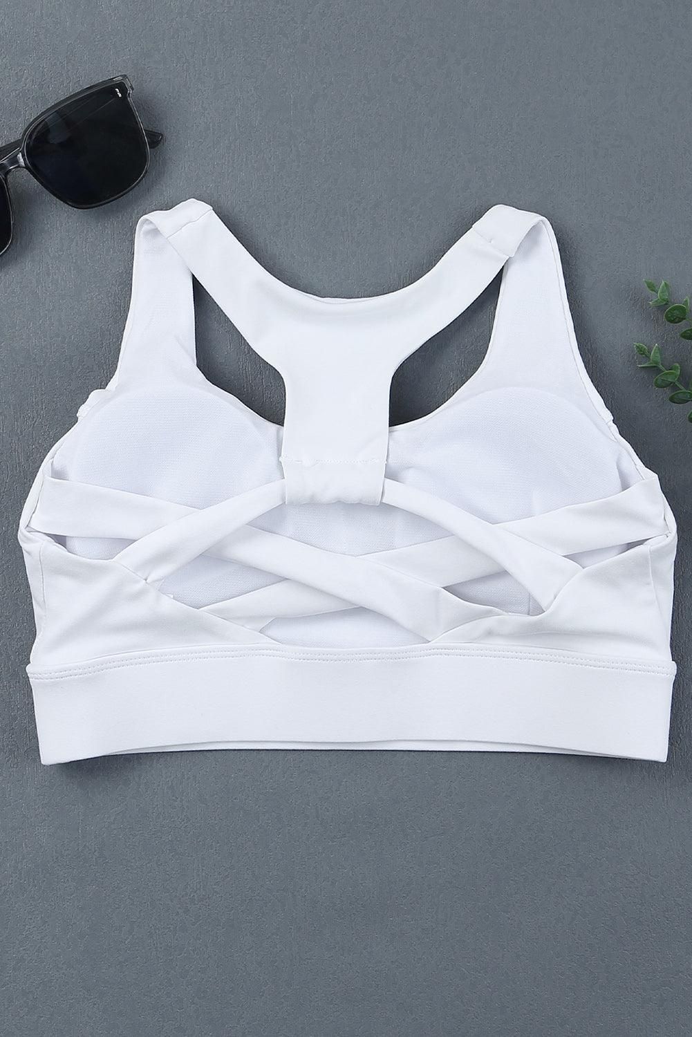 White Athletic Push Up Sports Bra - Yara fashion  51187667 White Athletic Push Up Sports Bra 