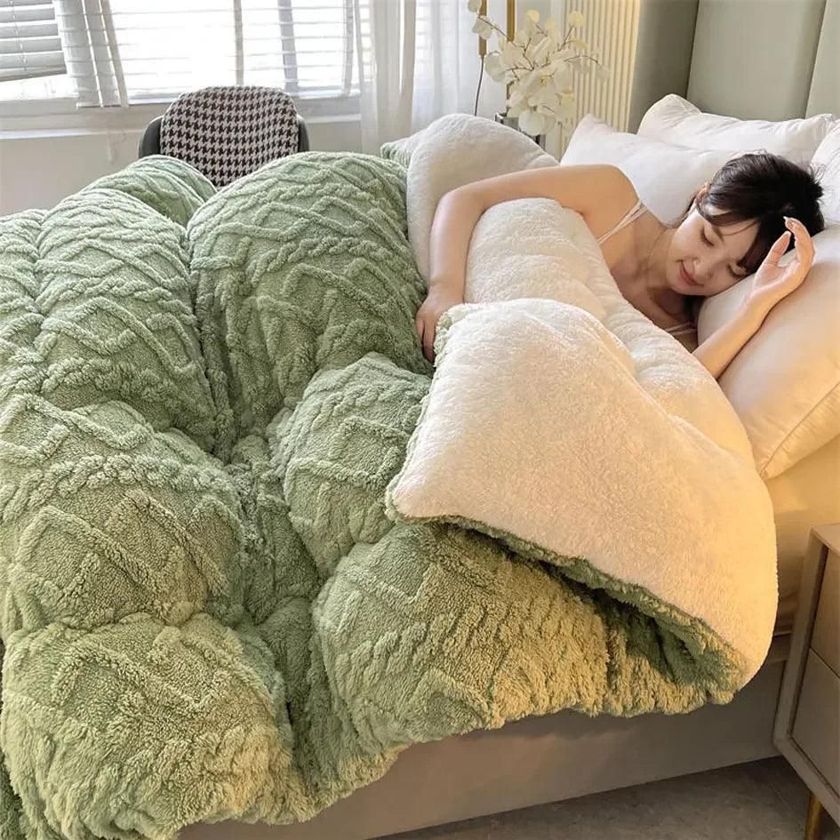 Winter Bedding Thick Quilt Blanket Thickened Warm Flannel Fleece Comforter for Cold Nights Set Bed Duvets Quilts the Blankets - Yara fashion  76263731 Winter Bedding Thick Quilt Blanket Thickened Warm Flannel Fleece Comforter for Cold Nights Set Bed Duvets Quilts the Blankets 