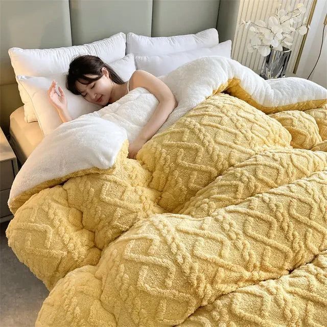 Winter Bedding Thick Quilt Blanket Thickened Warm Flannel Fleece Comforter for Cold Nights Set Bed Duvets Quilts the Blankets - Yara fashion  45989433 Winter Bedding Thick Quilt Blanket Thickened Warm Flannel Fleece Comforter for Cold Nights Set Bed Duvets Quilts the Blankets 