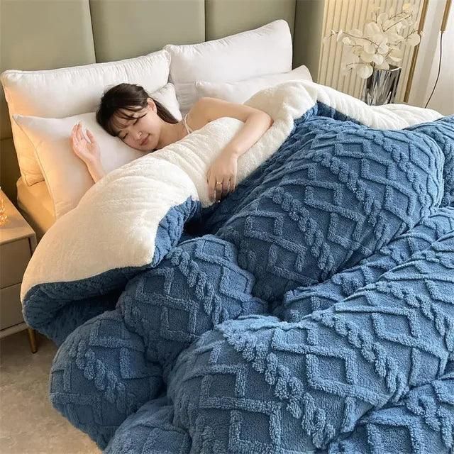 Winter Bedding Thick Quilt Blanket Thickened Warm Flannel Fleece Comforter for Cold Nights Set Bed Duvets Quilts the Blankets - Yara fashion  13740386 Winter Bedding Thick Quilt Blanket Thickened Warm Flannel Fleece Comforter for Cold Nights Set Bed Duvets Quilts the Blankets 