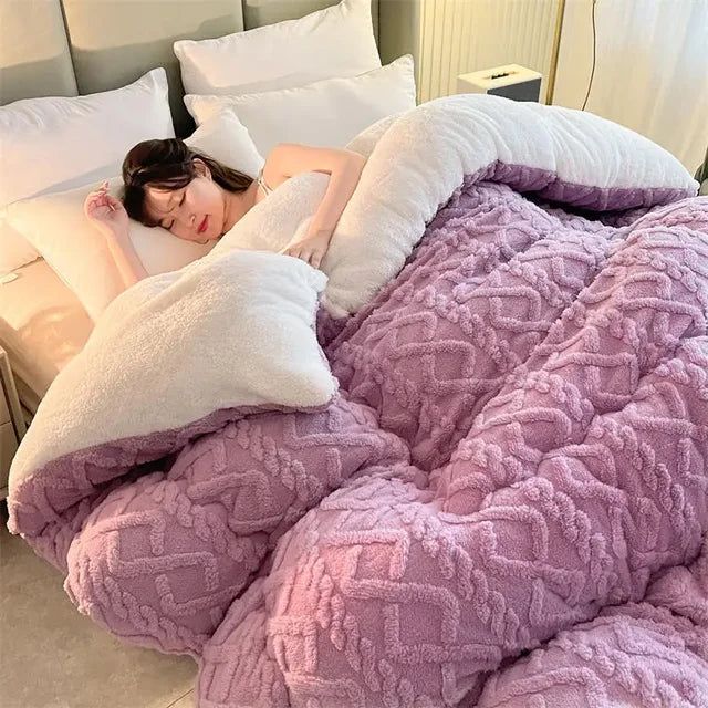 Winter Bedding Thick Quilt Blanket Thickened Warm Flannel Fleece Comforter for Cold Nights Set Bed Duvets Quilts the Blankets - Yara fashion  46656741 Winter Bedding Thick Quilt Blanket Thickened Warm Flannel Fleece Comforter for Cold Nights Set Bed Duvets Quilts the Blankets 