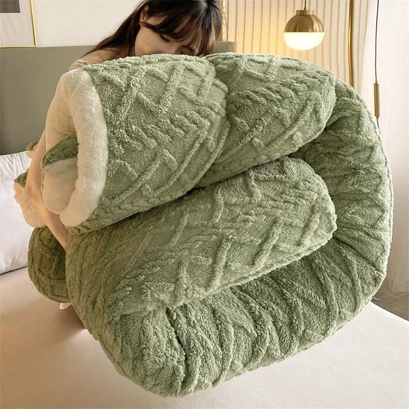 Winter Bedding Thick Quilt Blanket Thickened Warm Flannel Fleece Comforter for Cold Nights Set Bed Duvets Quilts the Blankets - Yara fashion  29438183 Winter Bedding Thick Quilt Blanket Thickened Warm Flannel Fleece Comforter for Cold Nights Set Bed Duvets Quilts the Blankets 