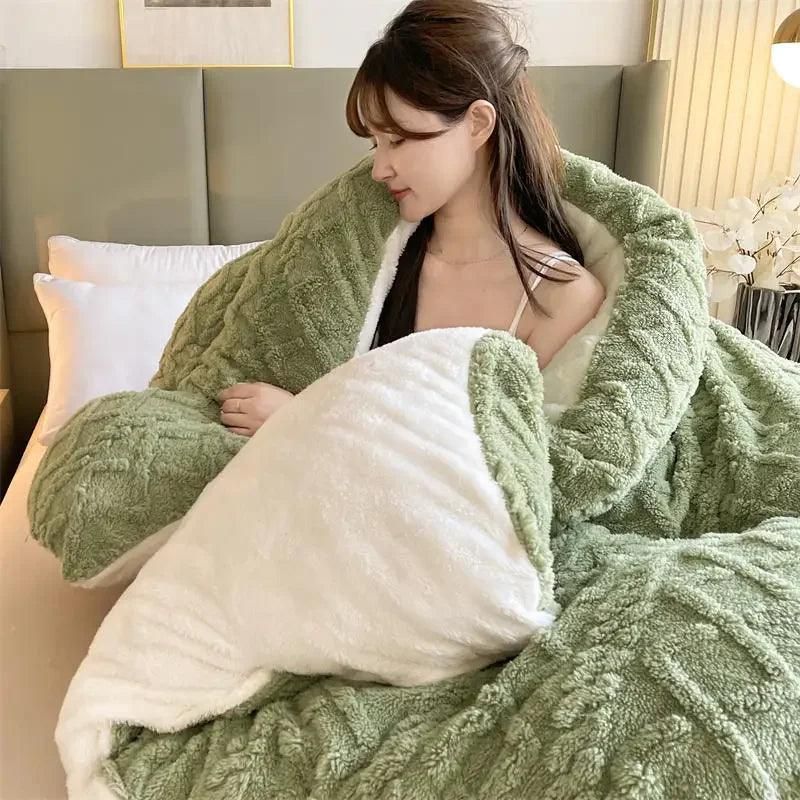 Winter Bedding Thick Quilt Blanket Thickened Warm Flannel Fleece Comforter for Cold Nights Set Bed Duvets Quilts the Blankets - Yara fashion  19392129 Winter Bedding Thick Quilt Blanket Thickened Warm Flannel Fleece Comforter for Cold Nights Set Bed Duvets Quilts the Blankets 