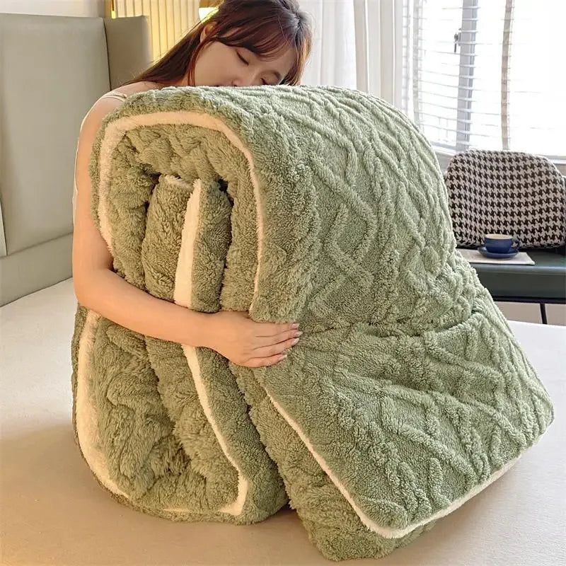 Winter Bedding Thick Quilt Blanket Thickened Warm Flannel Fleece Comforter for Cold Nights Set Bed Duvets Quilts the Blankets - Yara fashion  16364602 Winter Bedding Thick Quilt Blanket Thickened Warm Flannel Fleece Comforter for Cold Nights Set Bed Duvets Quilts the Blankets 