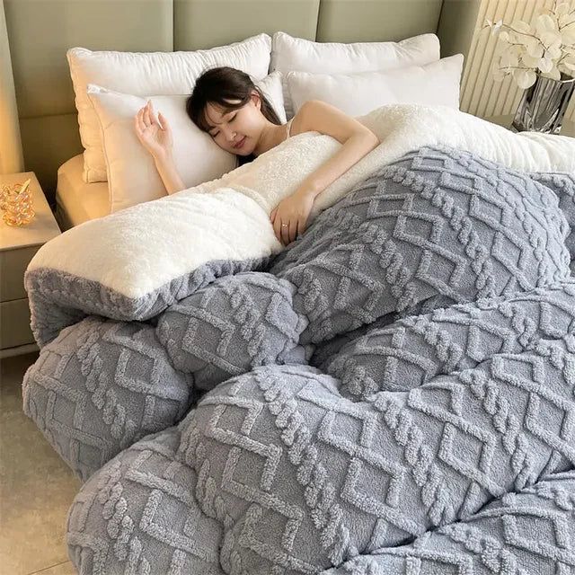 Winter Bedding Thick Quilt Blanket Thickened Warm Flannel Fleece Comforter for Cold Nights Set Bed Duvets Quilts the Blankets - Yara fashion  80873894 Winter Bedding Thick Quilt Blanket Thickened Warm Flannel Fleece Comforter for Cold Nights Set Bed Duvets Quilts the Blankets 