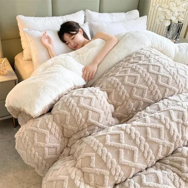 Winter Bedding Thick Quilt Blanket Thickened Warm Flannel Fleece Comforter for Cold Nights Set Bed Duvets Quilts the Blankets - Yara fashion  46007687 Winter Bedding Thick Quilt Blanket Thickened Warm Flannel Fleece Comforter for Cold Nights Set Bed Duvets Quilts the Blankets 