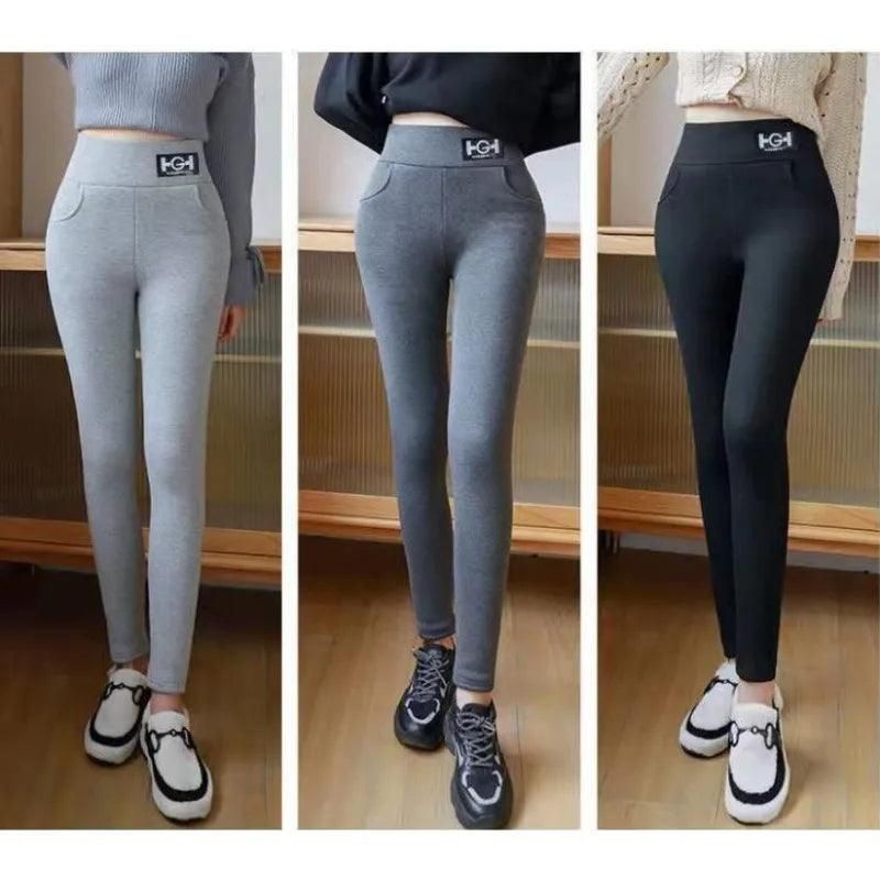 Winter Women Leggings Solid Warm Leggings Thicken Lambwool Hight Waist Fleece Keep Butt Lift High Stretchy Walking Pants Pocket - Yara fashion  12280048 Winter Women Leggings Solid Warm Leggings Thicken Lambwool Hight Waist Fleece Keep Butt Lift High Stretchy Walking Pants Pocket 