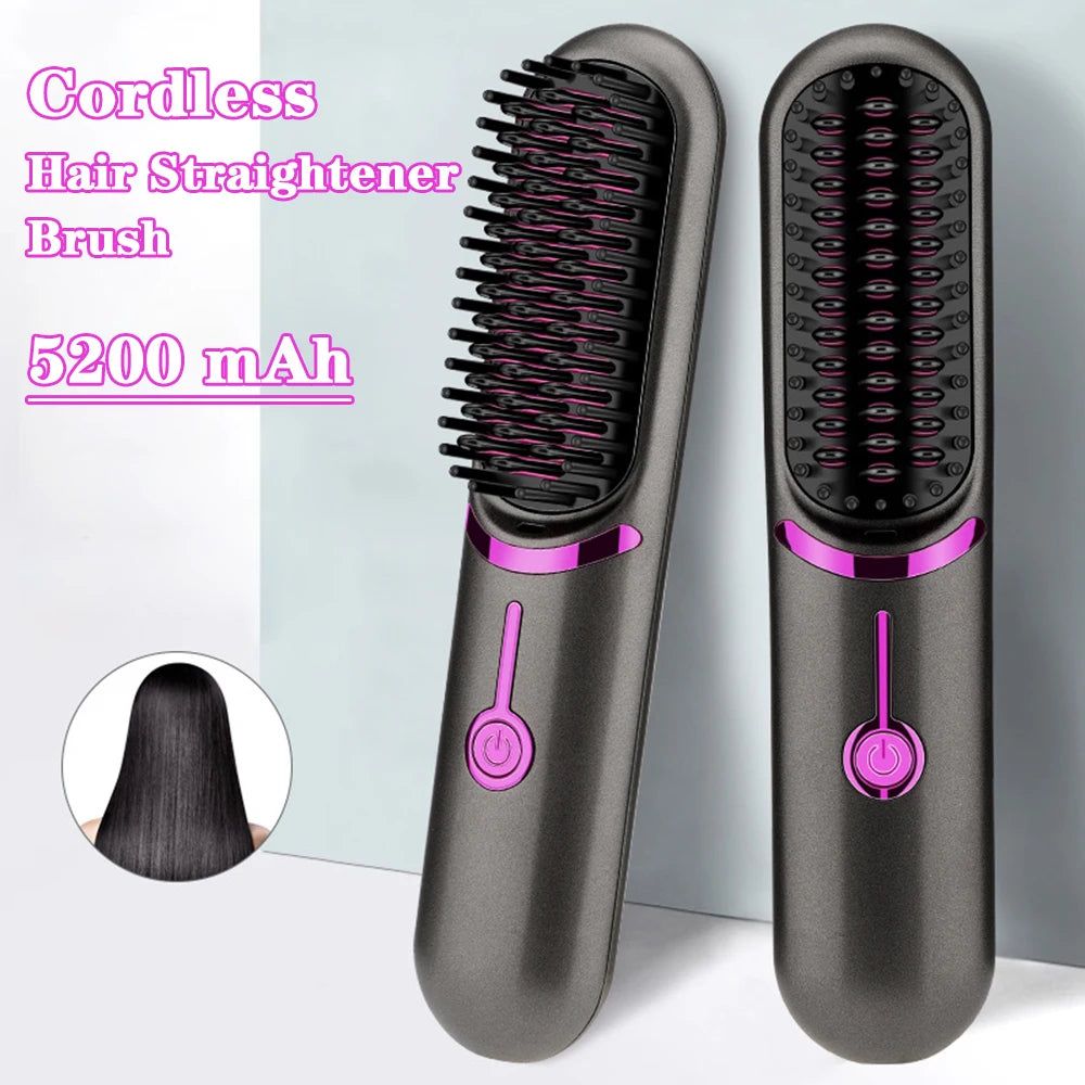 Wireless Hair Straightener Brush Fast Heated Straightener Brush Multifunctional Ceramic Hair Curler Anti scalding Heating Comb Yara fashion