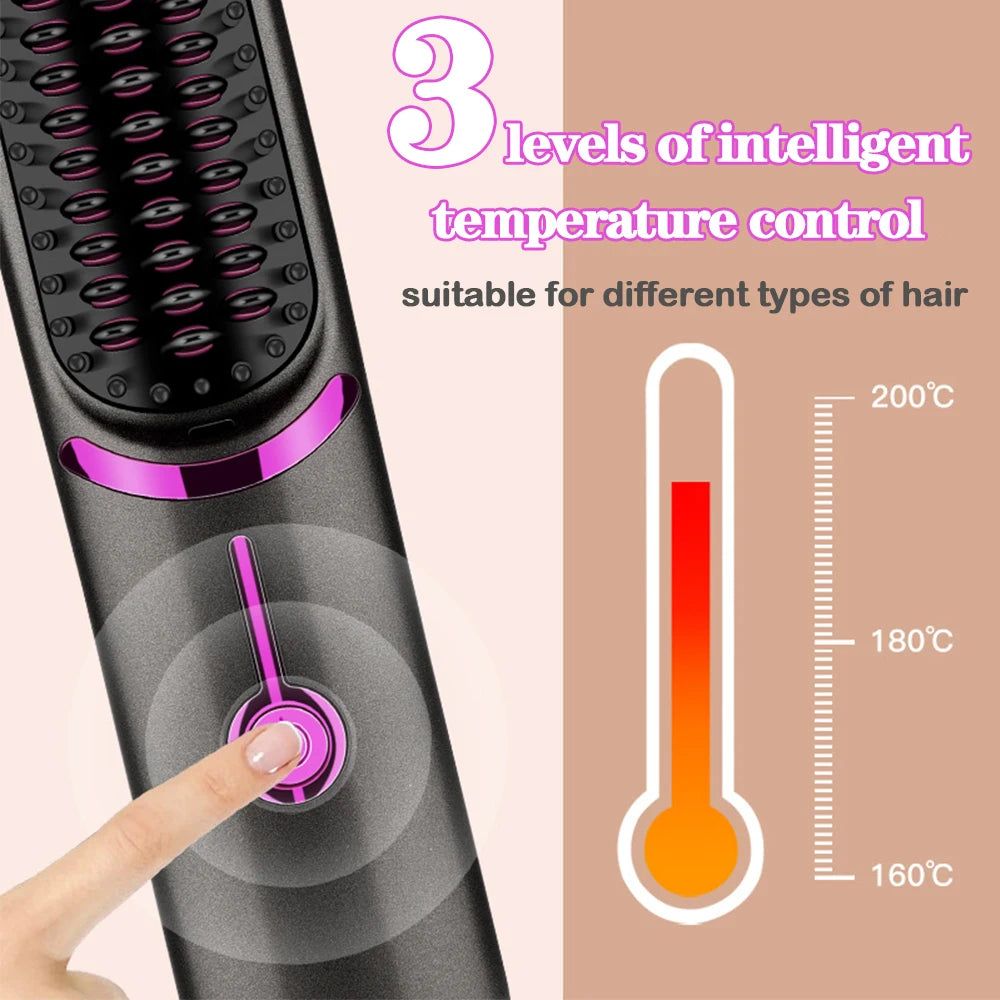 Wireless Hair Straightener Brush Fast Heated Straightener Brush Multifunctional Ceramic Hair Curler Anti scalding Heating Comb Yara fashion