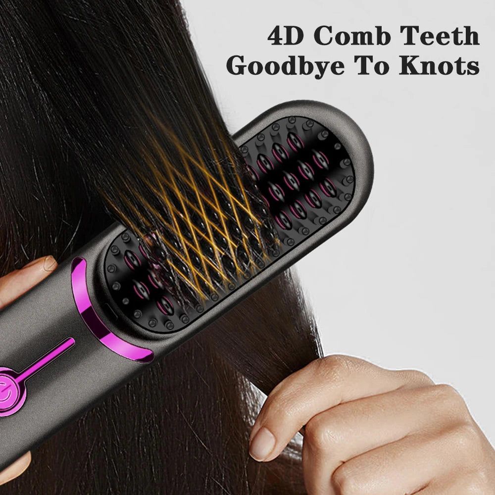 Wireless Hair Straightener Brush Fast Heated Straightener Brush Multifunctional Ceramic Hair Curler Anti scalding Heating Comb Yara fashion