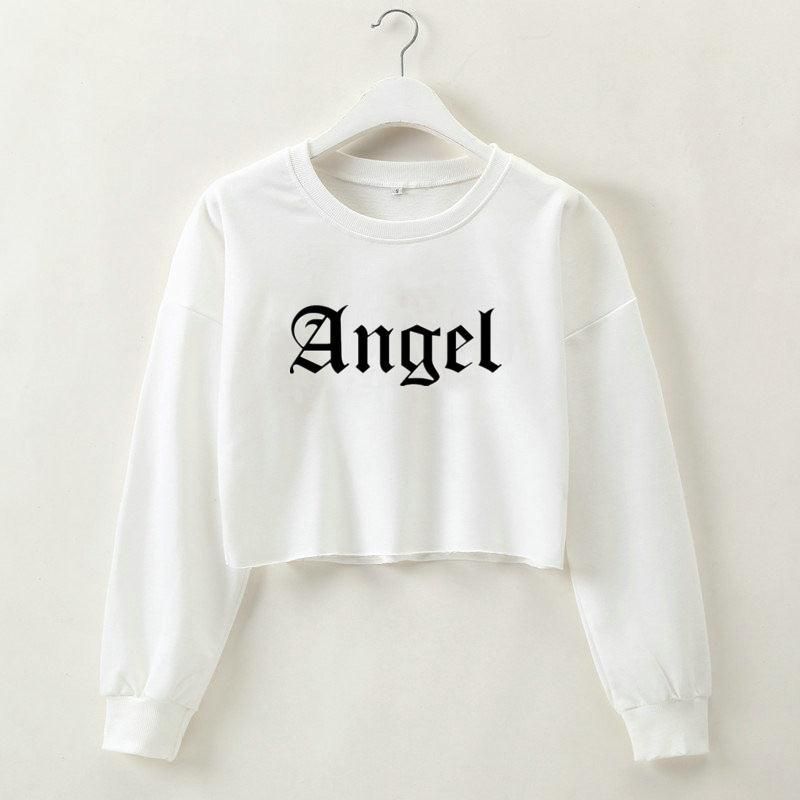 Women Clothing Autumn Winter Angel Letter Graphic Printed Short Long Sleeved Sweater for Women - Yara fashion  23135004 Women Clothing Autumn Winter Angel Letter Graphic Printed Short Long Sleeved Sweater for Women 