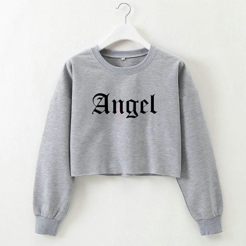 Women Clothing Autumn Winter Angel Letter Graphic Printed Short Long Sleeved Sweater for Women - Yara fashion  88796310 Women Clothing Autumn Winter Angel Letter Graphic Printed Short Long Sleeved Sweater for Women 