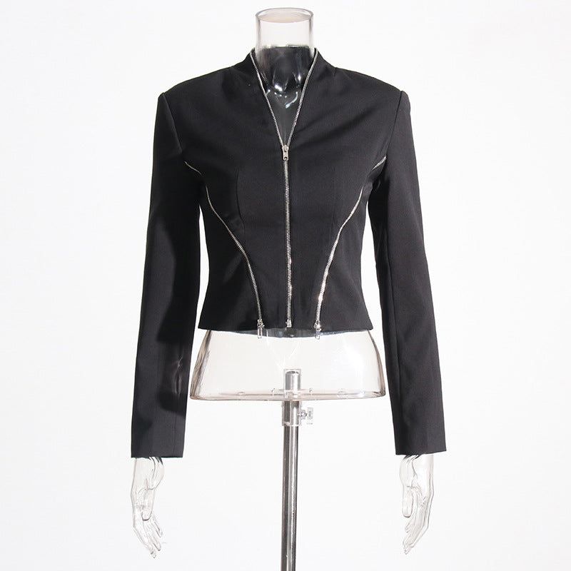 Women Clothing Coat Unique Design Zipper Slim Fit Slimming Short Jacket Women - Yara fashion  50923171 Women Clothing Coat Unique Design Zipper Slim Fit Slimming Short Jacket Women 