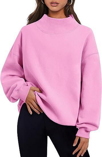 Women Clothing Neckline Slit Loose Casual Half Turtleneck Brushed Hoody - Yara fashion  94412734 Women Clothing Neckline Slit Loose Casual Half Turtleneck Brushed Hoody 