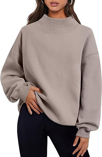 Women Clothing Neckline Slit Loose Casual Half Turtleneck Brushed Hoody - Yara fashion  80731853 Women Clothing Neckline Slit Loose Casual Half Turtleneck Brushed Hoody 