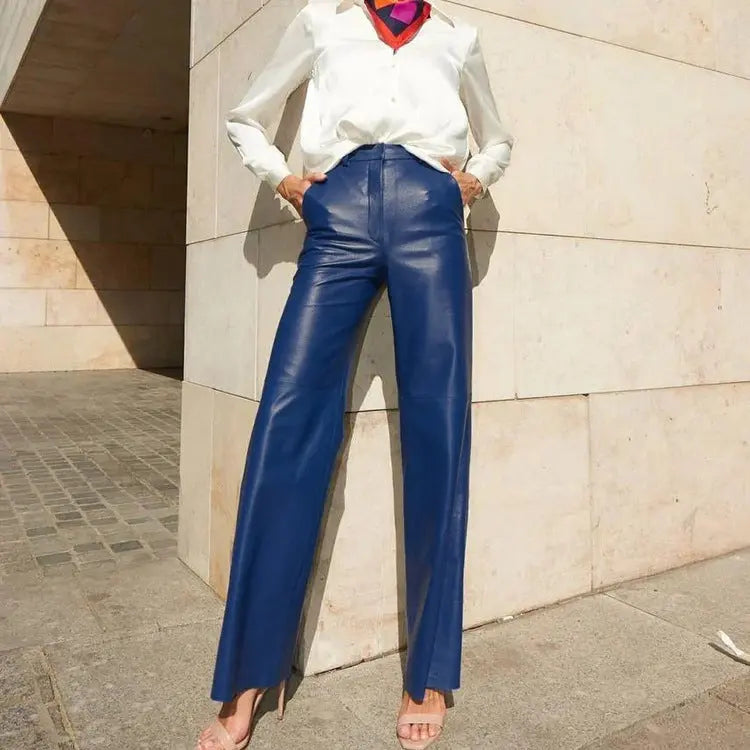 Women Clothing Spring Faux Leather Mid High Waist Hip Lifting Straight Women Casual Pants Women Pants - Yara fashion  11324951 Women Clothing Spring Faux Leather Mid High Waist Hip Lifting Straight Women Casual Pants Women Pants 