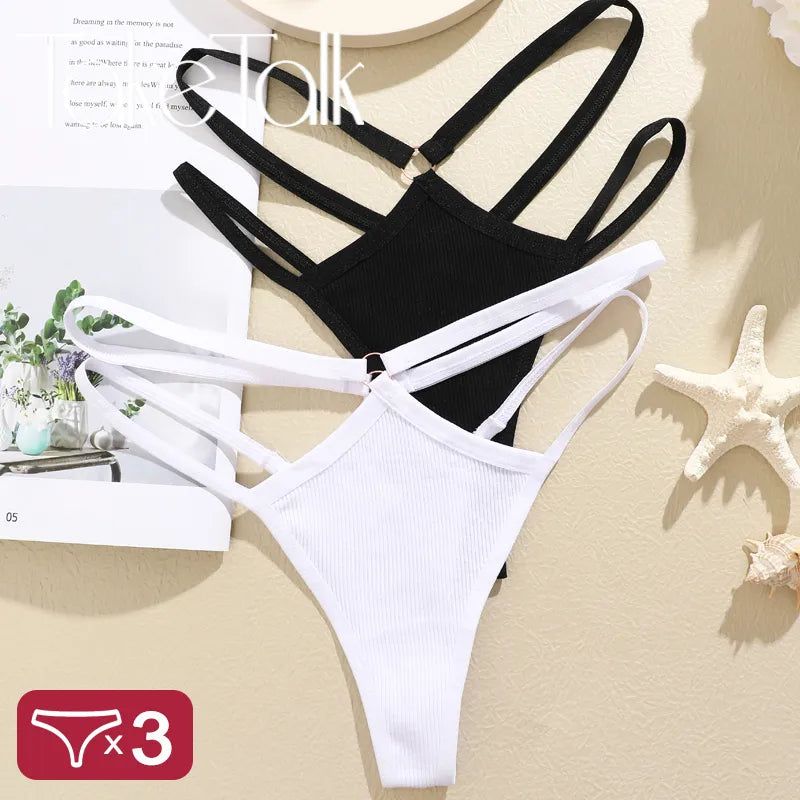 Women Cotton Panties Sexy Low Rise Hollow Out Waist G-String Thongs Ring Link Two Belts Breathable Underwear for Female Lingerie - Yara fashion  84613246 Women Cotton Panties Sexy Low Rise Hollow Out Waist G-String Thongs Ring Link Two Belts Breathable Underwear for Female Lingerie 