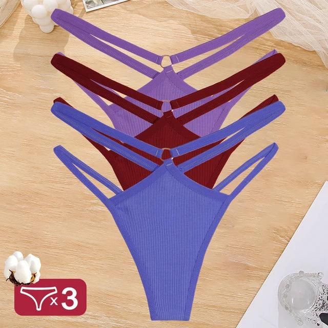 Women Cotton Panties Sexy Low Rise Hollow Out Waist G-String Thongs Ring Link Two Belts Breathable Underwear for Female Lingerie - Yara fashion  58481508 Women Cotton Panties Sexy Low Rise Hollow Out Waist G-String Thongs Ring Link Two Belts Breathable Underwear for Female Lingerie 