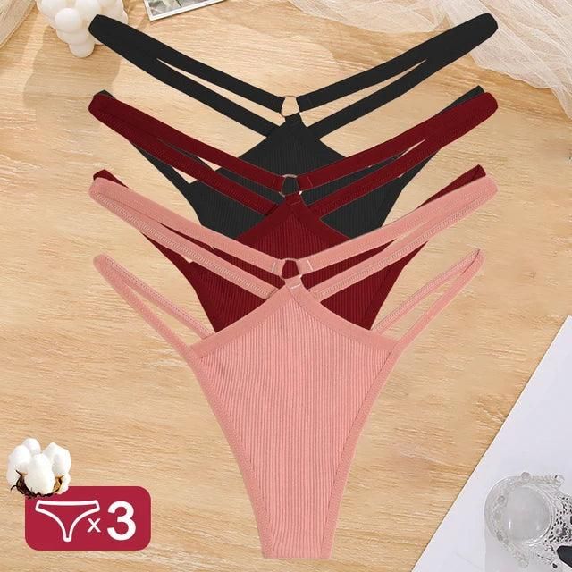 Women Cotton Panties Sexy Low Rise Hollow Out Waist G-String Thongs Ring Link Two Belts Breathable Underwear for Female Lingerie - Yara fashion  94616703 Women Cotton Panties Sexy Low Rise Hollow Out Waist G-String Thongs Ring Link Two Belts Breathable Underwear for Female Lingerie 