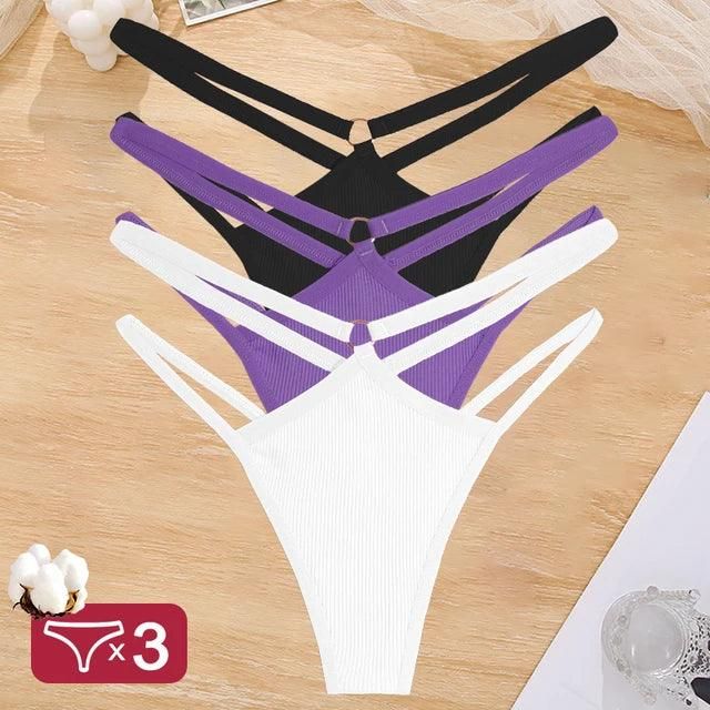 Women Cotton Panties Sexy Low Rise Hollow Out Waist G-String Thongs Ring Link Two Belts Breathable Underwear for Female Lingerie - Yara fashion  17367668 Women Cotton Panties Sexy Low Rise Hollow Out Waist G-String Thongs Ring Link Two Belts Breathable Underwear for Female Lingerie 