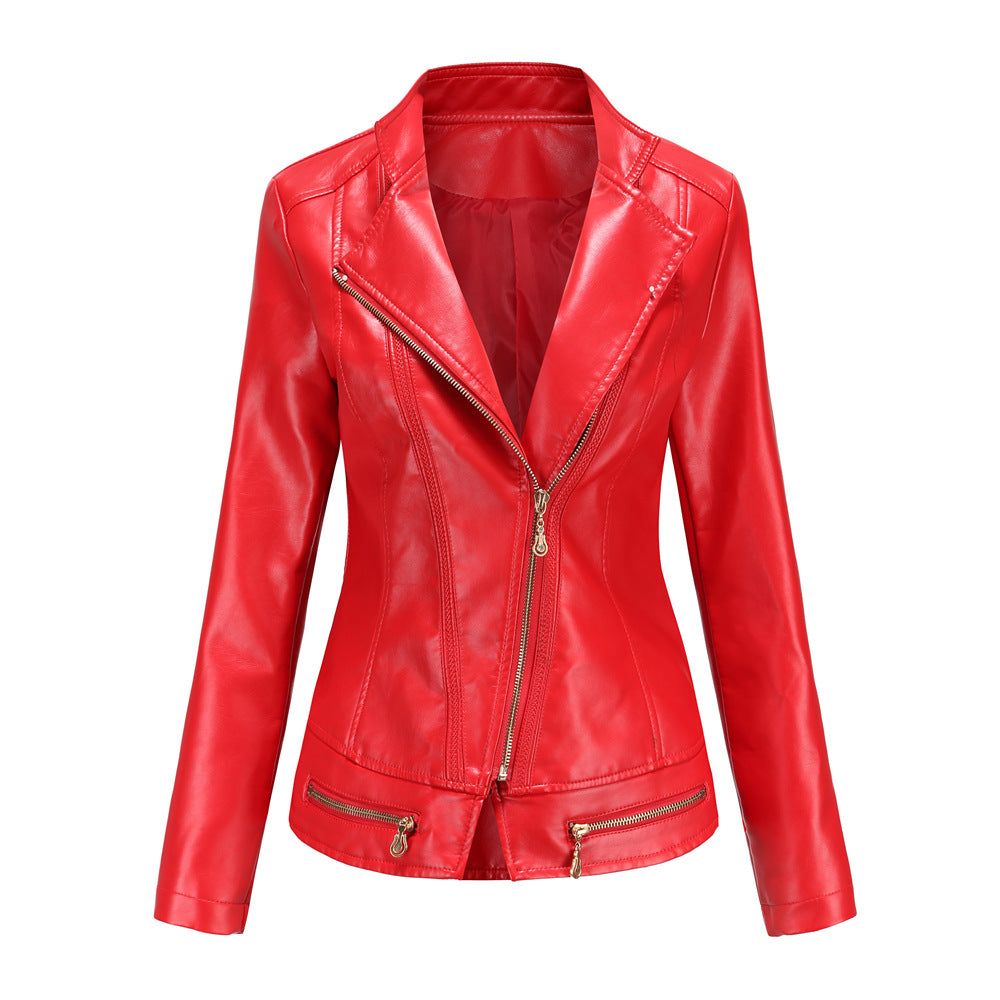 Women Faux Leather Thin Spring Autumn Coat Women Jacket Casual Clothing - Yara fashion  77537603 Women Faux Leather Thin Spring Autumn Coat Women Jacket Casual Clothing 