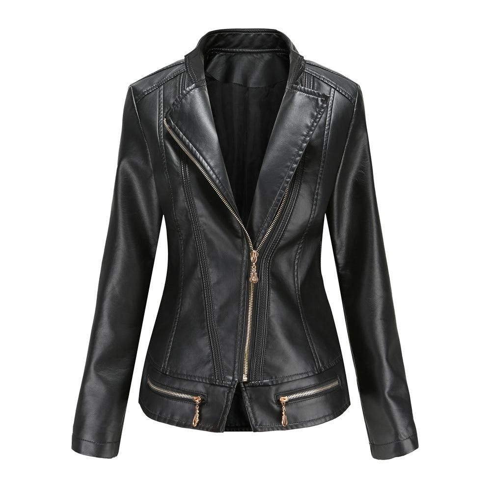 Women Faux Leather Thin Spring Autumn Coat Women Jacket Casual Clothing - Yara fashion  25122082 Women Faux Leather Thin Spring Autumn Coat Women Jacket Casual Clothing 