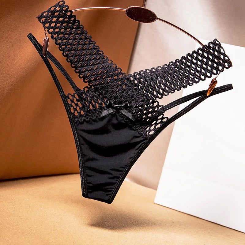 Women G-string Sexy Hollow Out Knicker Thong Lingerie Panties Low Waist Plus Size Female Briefs Thongs T-back Black Underpant - Yara fashion  26406500 Women G-string Sexy Hollow Out Knicker Thong Lingerie Panties Low Waist Plus Size Female Briefs Thongs T-back Black Underpant 