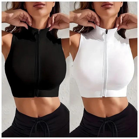 Women's 2-piece Set Close-fitting Breathable Sexy Yoga Zipper Exercise Fitness Vest Top - Yara fashion  97909882 Women's 2-piece Set Close-fitting Breathable Sexy Yoga Zipper Exercise Fitness Vest Top 