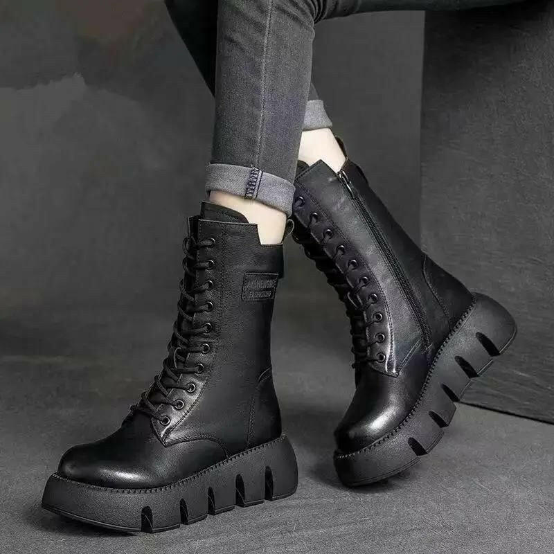 Women's All-match High-top Belt Buckle Vintage Martin Boots - Yara fashion  36318469 Women's All-match High-top Belt Buckle Vintage Martin Boots 