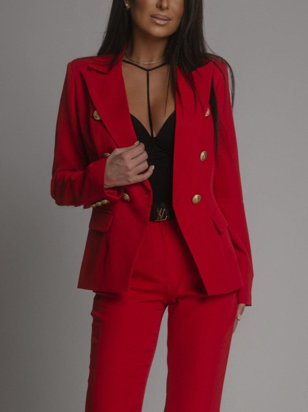 Women's Business Suit Double Breasted Suit - Yara fashion  91214124 Women's Business Suit Double Breasted Suit 