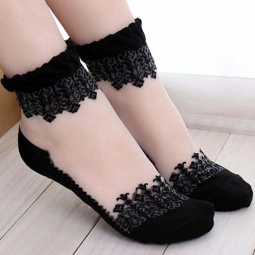 Women's Lace Socks 2023 Summer Fashion Sexy Transparent Loose Thin Socks Women Non-slip Ultra-thin Socks Female - Yara fashion  45741760 Women's Lace Socks 2023 Summer Fashion Sexy Transparent Loose Thin Socks Women Non-slip Ultra-thin Socks Female 