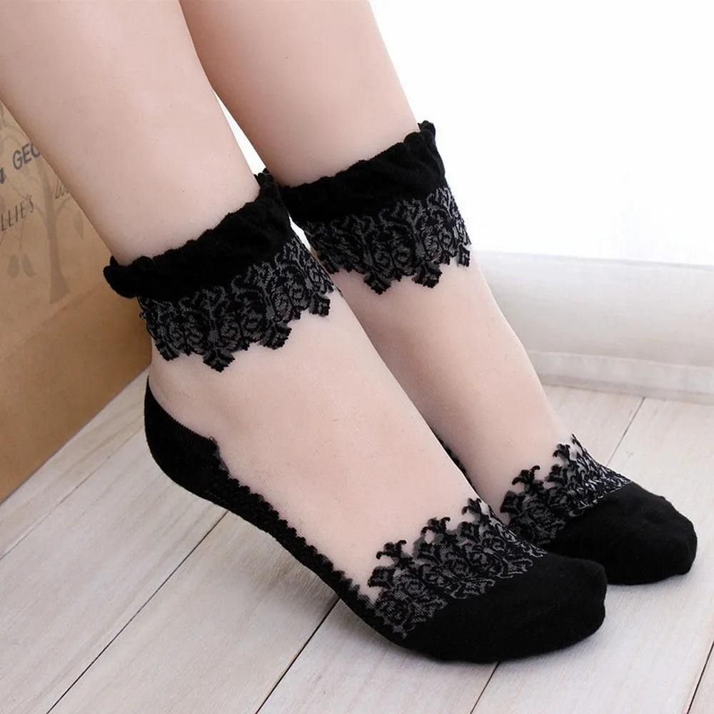 Women's Lace Socks 2023 Summer Fashion Sexy Transparent Loose Thin Socks Women Non-slip Ultra-thin Socks Female - Yara fashion  33237115 Women's Lace Socks 2023 Summer Fashion Sexy Transparent Loose Thin Socks Women Non-slip Ultra-thin Socks Female 