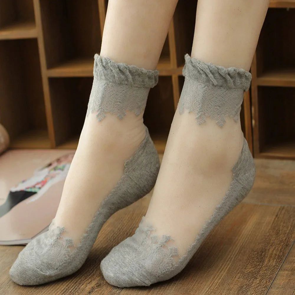 Women's Lace Socks 2023 Summer Fashion Sexy Transparent Loose Thin Socks Women Non-slip Ultra-thin Socks Female - Yara fashion  76532896 Women's Lace Socks 2023 Summer Fashion Sexy Transparent Loose Thin Socks Women Non-slip Ultra-thin Socks Female 