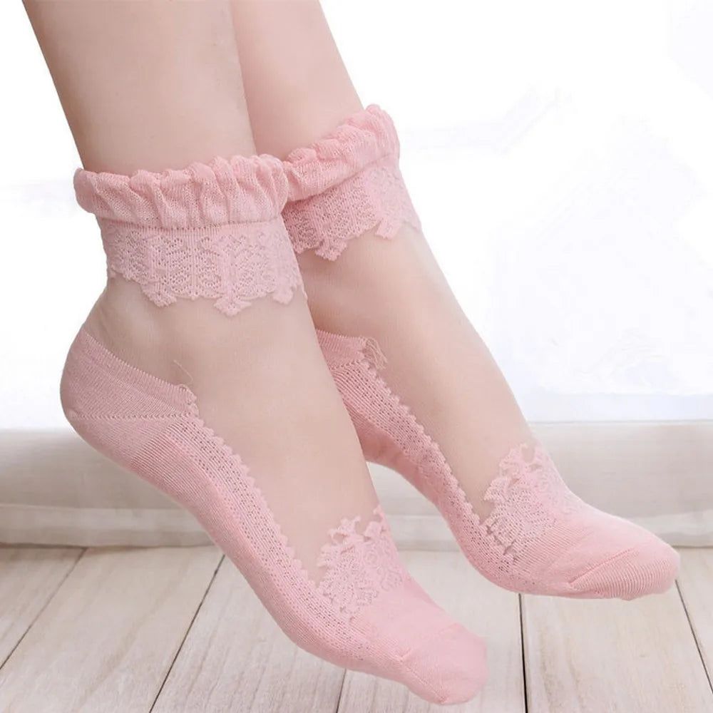 Women's Lace Socks 2023 Summer Fashion Sexy Transparent Loose Thin Socks Women Non-slip Ultra-thin Socks Female - Yara fashion  35101851 Women's Lace Socks 2023 Summer Fashion Sexy Transparent Loose Thin Socks Women Non-slip Ultra-thin Socks Female 