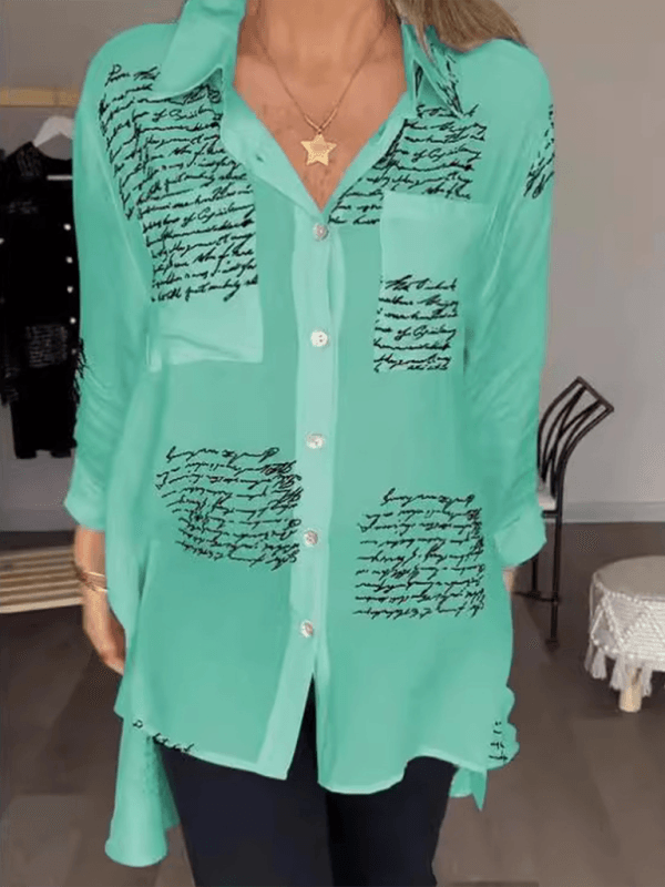 Women's New Fashion Letter Printed Shirt - Yara fashion  41582314 Women's New Fashion Letter Printed Shirt 