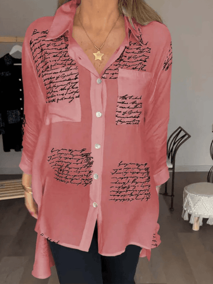 Women's New Fashion Letter Printed Shirt - Yara fashion  60312186 Women's New Fashion Letter Printed Shirt 