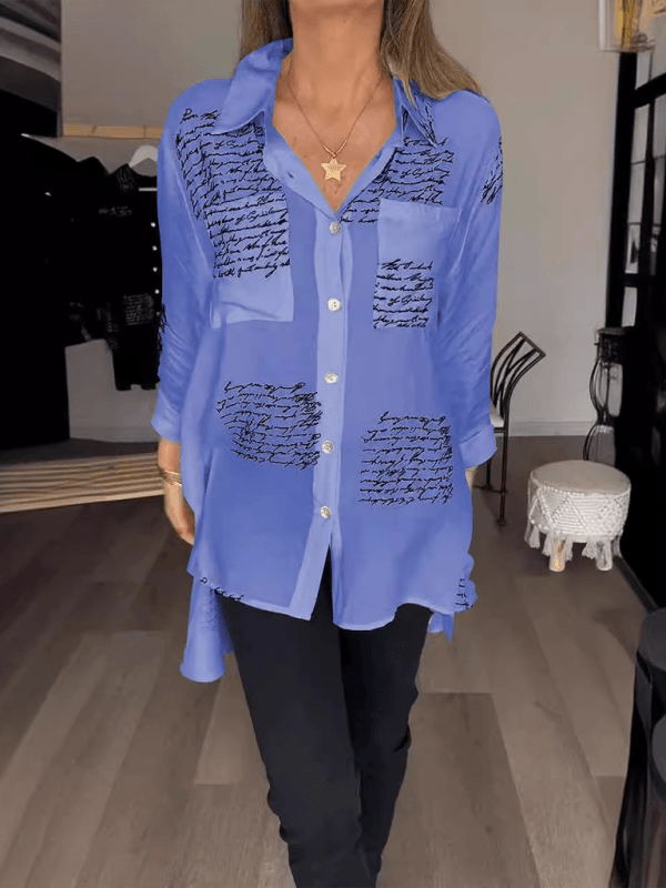 Women's New Fashion Letter Printed Shirt - Yara fashion  418100 Women's New Fashion Letter Printed Shirt 