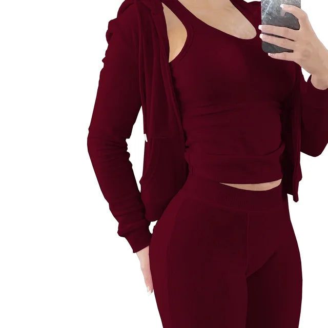 Women Thick Fleece 3 Piece Set Sweatpants & Vest & Hoodies Jackets Set Fall Winter Jogger Luxury Outfit Sweat suit Tracksuits - Yara fashion  57433571 Women Thick Fleece 3 Piece Set Sweatpants & Vest & Hoodies Jackets Set Fall Winter Jogger Luxury Outfit Sweat suit Tracksuits 