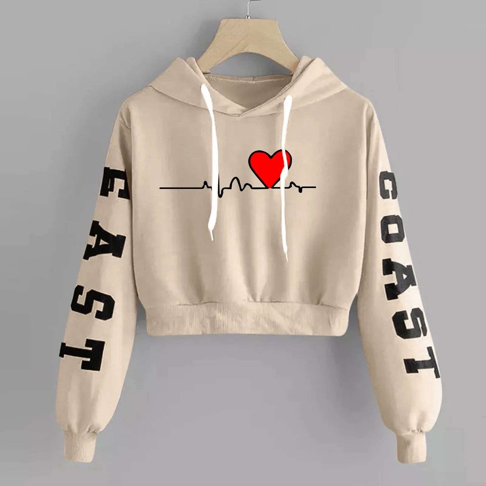 Y2K Letter Heart Print 90s Hoodie Woman Sweatshirt R Print Long Sleeve Short Tops Round Neck Sweatshirt Hooded Casual Daily Wear - Yara fashion  11680978 Y2K Letter Heart Print 90s Hoodie Woman Sweatshirt R Print Long Sleeve Short Tops Round Neck Sweatshirt Hooded Casual Daily Wear 