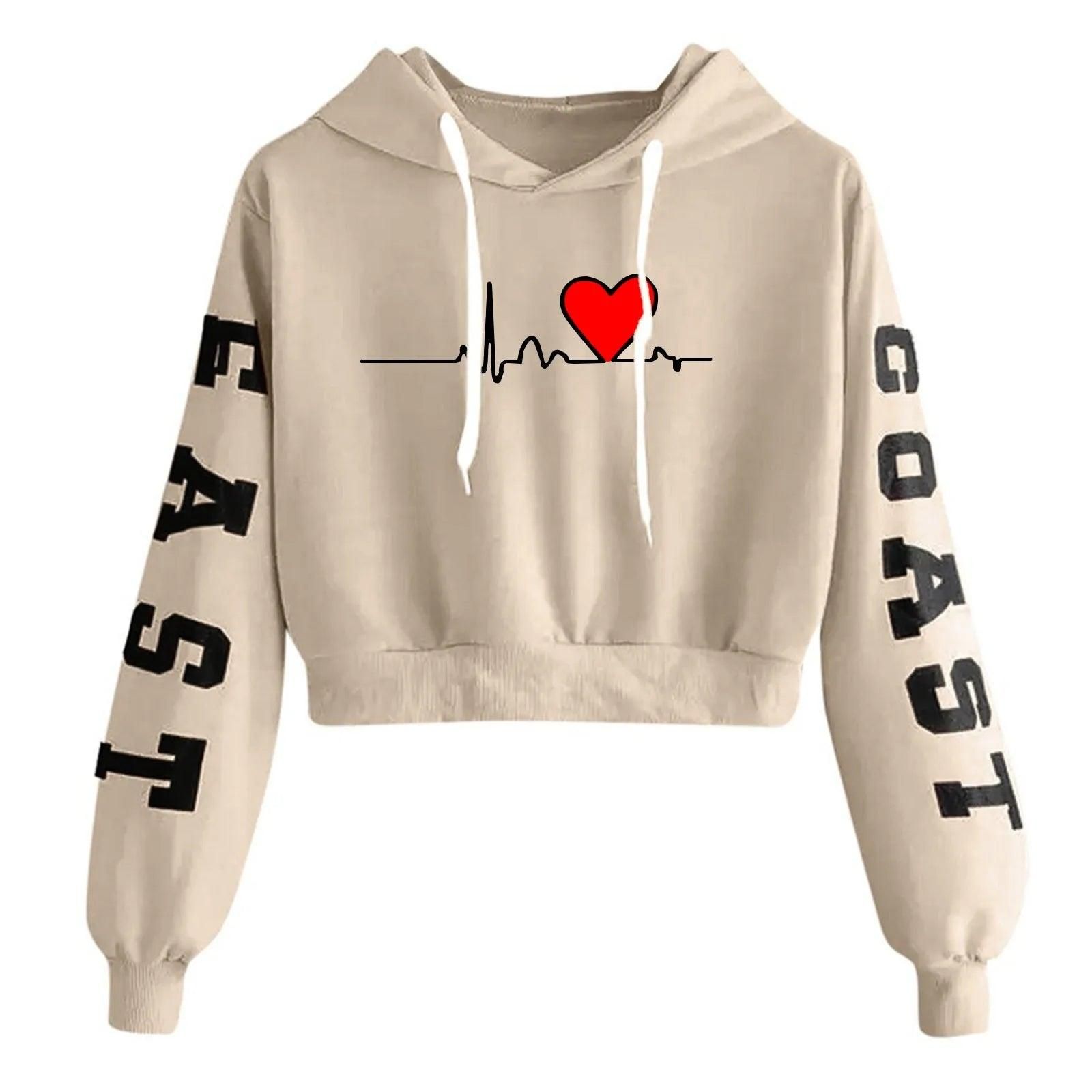 Y2K Letter Heart Print 90s Hoodie Woman Sweatshirt R Print Long Sleeve Short Tops Round Neck Sweatshirt Hooded Casual Daily Wear - Yara fashion  3277948 Y2K Letter Heart Print 90s Hoodie Woman Sweatshirt R Print Long Sleeve Short Tops Round Neck Sweatshirt Hooded Casual Daily Wear 