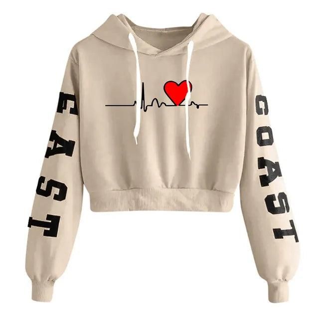 Y2K Letter Heart Print 90s Hoodie Woman Sweatshirt R Print Long Sleeve Short Tops Round Neck Sweatshirt Hooded Casual Daily Wear - Yara fashion  65447500 Y2K Letter Heart Print 90s Hoodie Woman Sweatshirt R Print Long Sleeve Short Tops Round Neck Sweatshirt Hooded Casual Daily Wear 