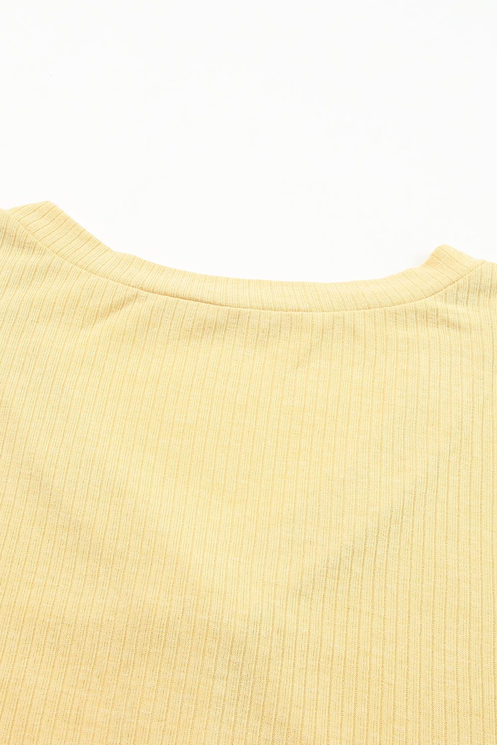 Yellow Plus Size Ribbed Long Sleeve Pocketed Henley Dress - Yara fashion  22626881 Yellow Plus Size Ribbed Long Sleeve Pocketed Henley Dress 