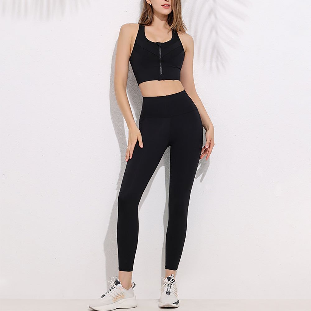 Yoga Wear Suit Women Front Zipper Beauty Back Underwear Hip Lifting Running Fitness Clothes Sports Vest Lycra - Yara fashion  97175161 Yoga Wear Suit Women Front Zipper Beauty Back Underwear Hip Lifting Running Fitness Clothes Sports Vest Lycra 