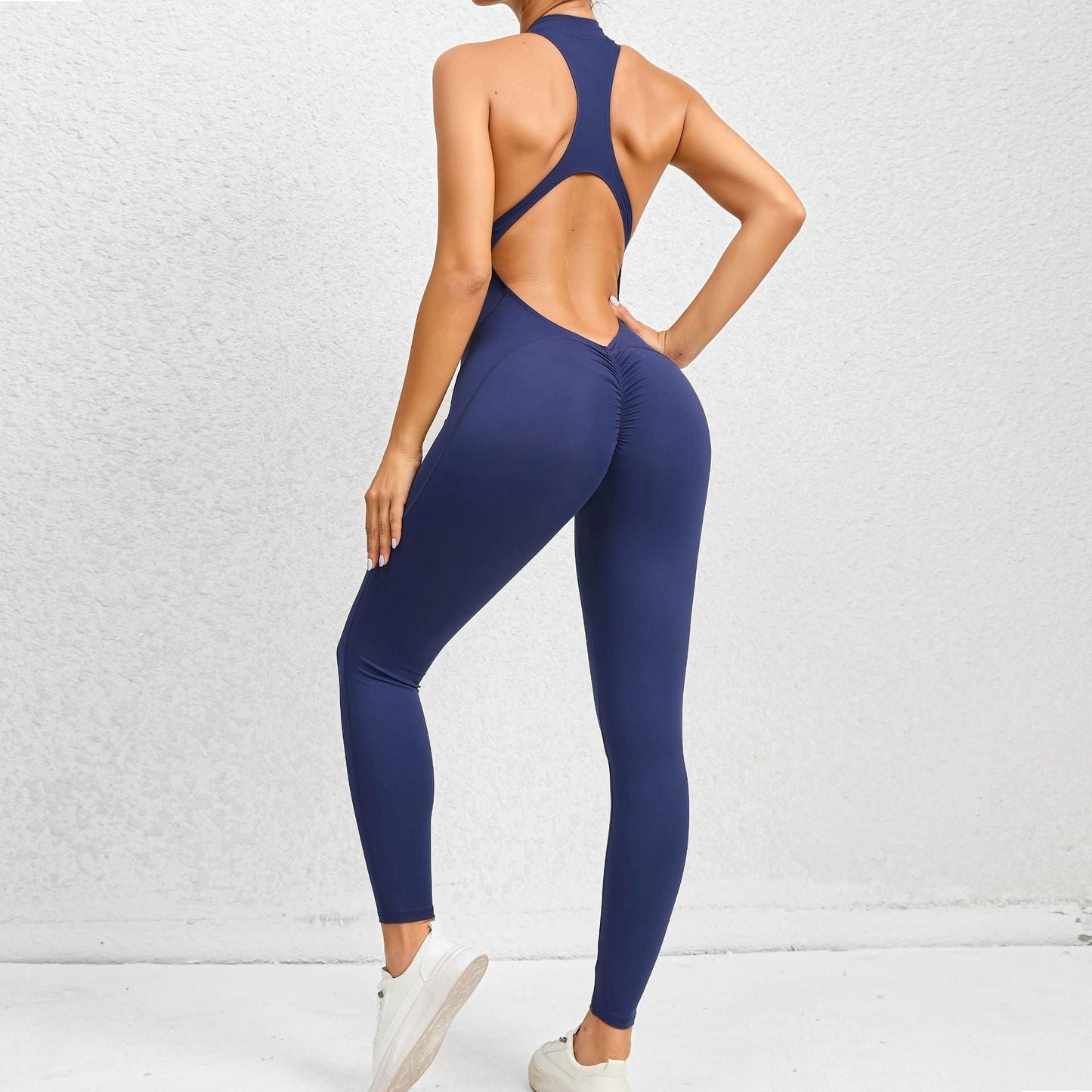 Zippered Yoga Fitness Jumpsuit Sleeveless Tummy Control Stretch Shapewear Butt Lifting Sportswear Women Fashopn Outfits Clothing - Yara fashion  79060165 Zippered Yoga Fitness Jumpsuit Sleeveless Tummy Control Stretch Shapewear Butt Lifting Sportswear Women Fashopn Outfits Clothing 